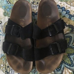 Arizona Birkenstocks black suede